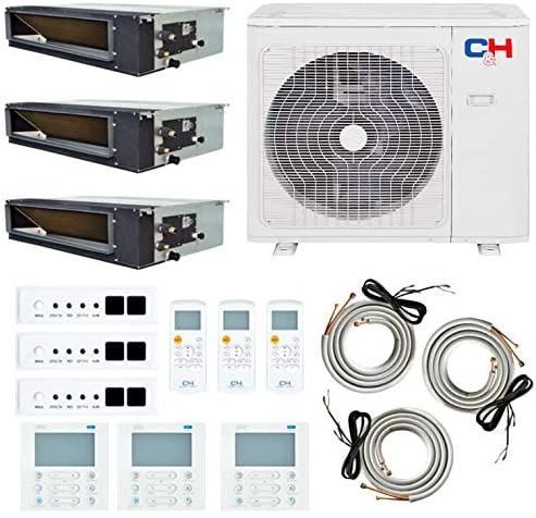 White Ch&H ductless mini split AC outdoor unit, 28,000 BTU/2.33 ton