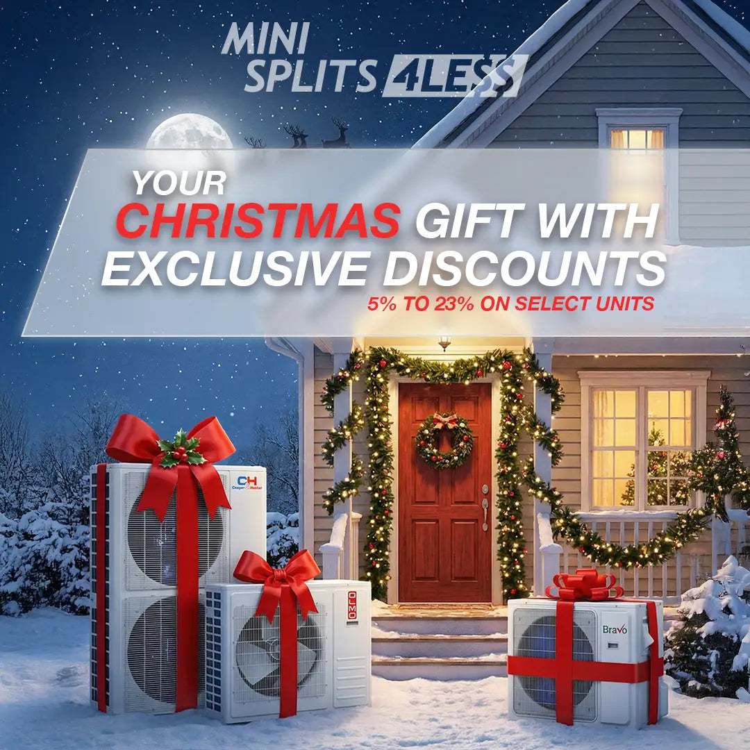 White mini split ductless mini split system from Christmas Air Conditioner Deals series heat pump