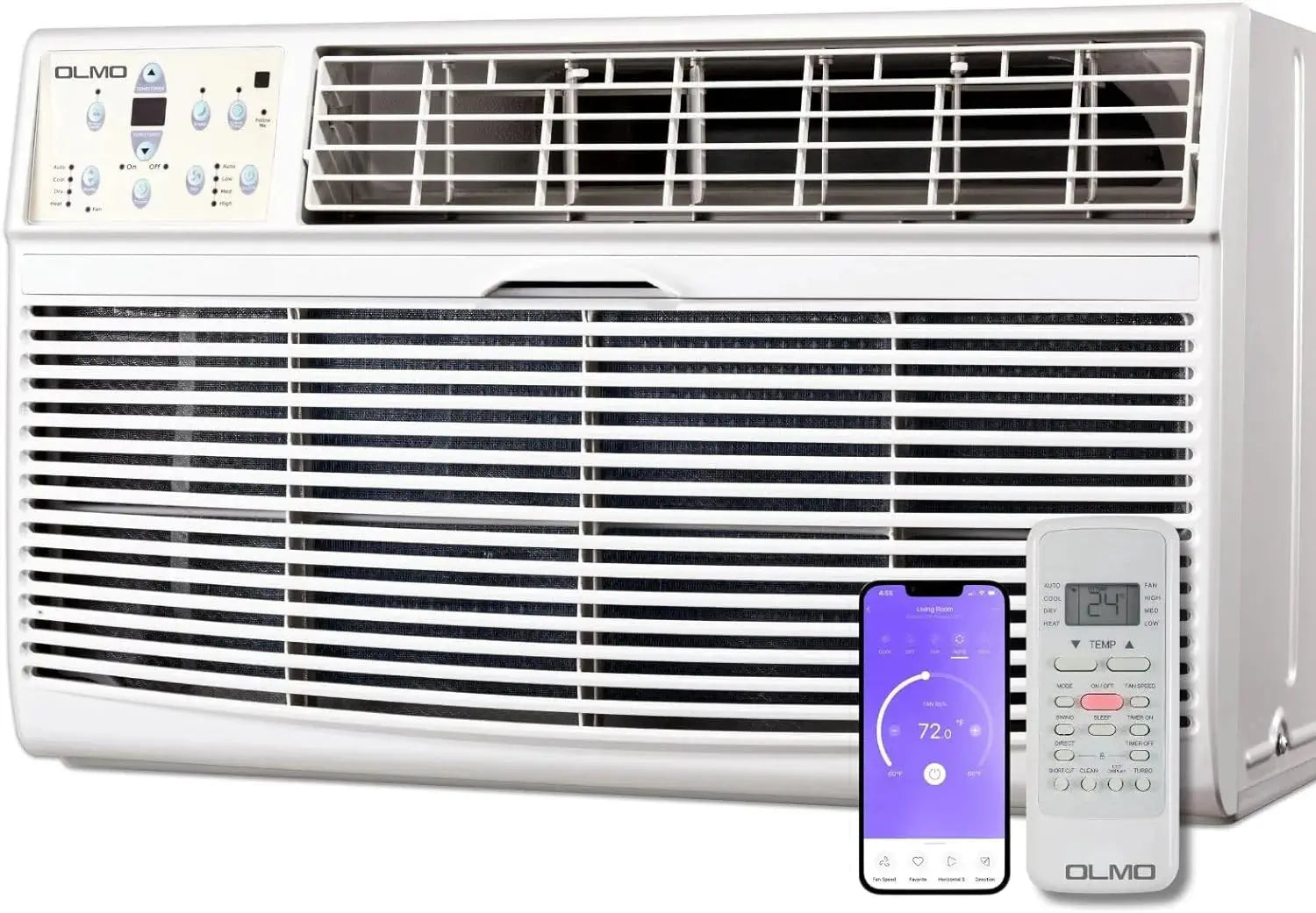 White ductless mini split AC for office with remote and smartphone app control