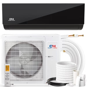 Black and white split air conditioner from the Mini-Split Air Conditioner collection, perfect for outdoor spaces