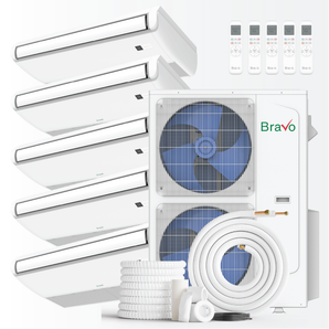 Bravo 42,000 BTU 5-Zone 9k+9k+9k+9k+12k Universal Floor & Ceiling Console, 230V, R32 - Non-Ducted Mini Split Air Conditioner Heat Pump