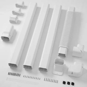 White Armbridge 13FT PVC line set cover kit with downspout and fittings