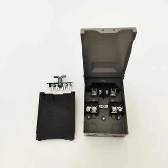 Gray ARMBRIDGE 30A fusible disconnect box for mini split HVAC line set