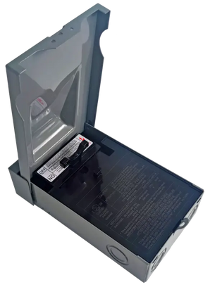 Gray metal electrical box with open lid from ARMBRIDGE 60 AMP Non-Fusible C&H Sophia series ab-dis60-nf
