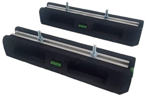 Black rectangular blocks with metal rails and bolts from C&H Sophia Series heavy-duty adjustable ground set