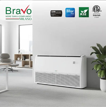 White Bravo 42000 BTU Ductless Mini Split Universal Floor/Ceiling System Components with R32 refrigerant 230V SEER 23.0 In...