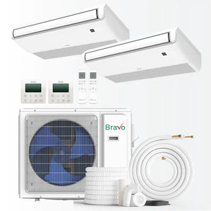 White Bravo 36000 BTU Ductless Mini Split Universal Floor/Ceiling Air Conditioner with R32 refrigerant 230V SEER 23.0 Inve...