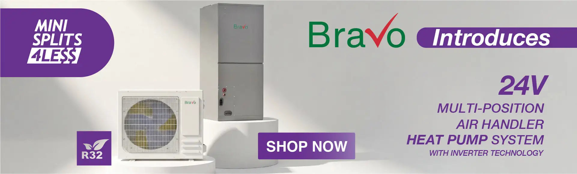 Bravo 24v multi-position air handler heat pump system with inverter technology.