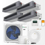 Bravo 36,000 BTU 4-Zone 9k+12k+12k+18k Concealed Duct, 230V, R32 - Ducted Mini Split Air Conditioner Heat Pump