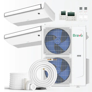 Bravo 42,000 BTU 2-Zone 12k+12k Universal Floor & Ceiling Console, 230V, R32 - Non-Ducted Mini Split Air Conditioner...