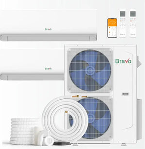 Bravo 42,000 BTU 2-Zone 18k+18k Wall Mount, 230V, R32 - Ductless Mini Split Air Conditioner Heat Pump