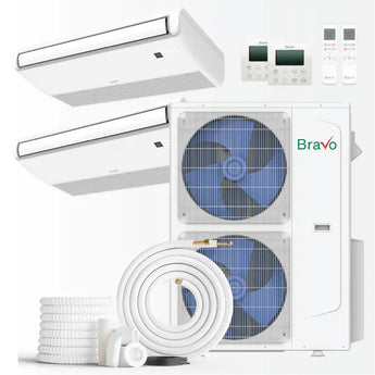 Bravo 42,000 BTU 2-Zone 9k+24k Universal Floor & Ceiling Console, 230V, R32 - Non-Ducted Mini Split Air Conditioner...
