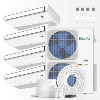 White Indoor Unit Bravo 42000 BTU Ductless Mini Split Universal Floor/Ceiling Air Conditioner with R32 refrigerant 230V SE...