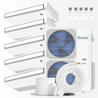 Bravo 42,000 BTU 5-Zone 9k+9k+9k+12k+12k Universal Floor & Ceiling Console, 230V, R32 - Non-Ducted Mini Split Air...