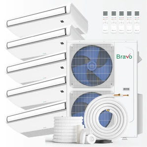 Bravo 42,000 BTU 5-Zone 9k+9k+9k+9k+9k Universal Floor & Ceiling Console, 230V, R32 - Non-Ducted Mini Split Air...