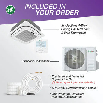 Bravo Pisa 4-way ceiling cassette single zone system