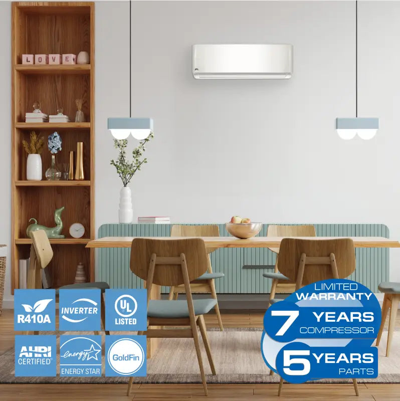 Wall-mounted Cooper & Hunter 12,000 BTU AC with warranty info from C&H Sophia Series