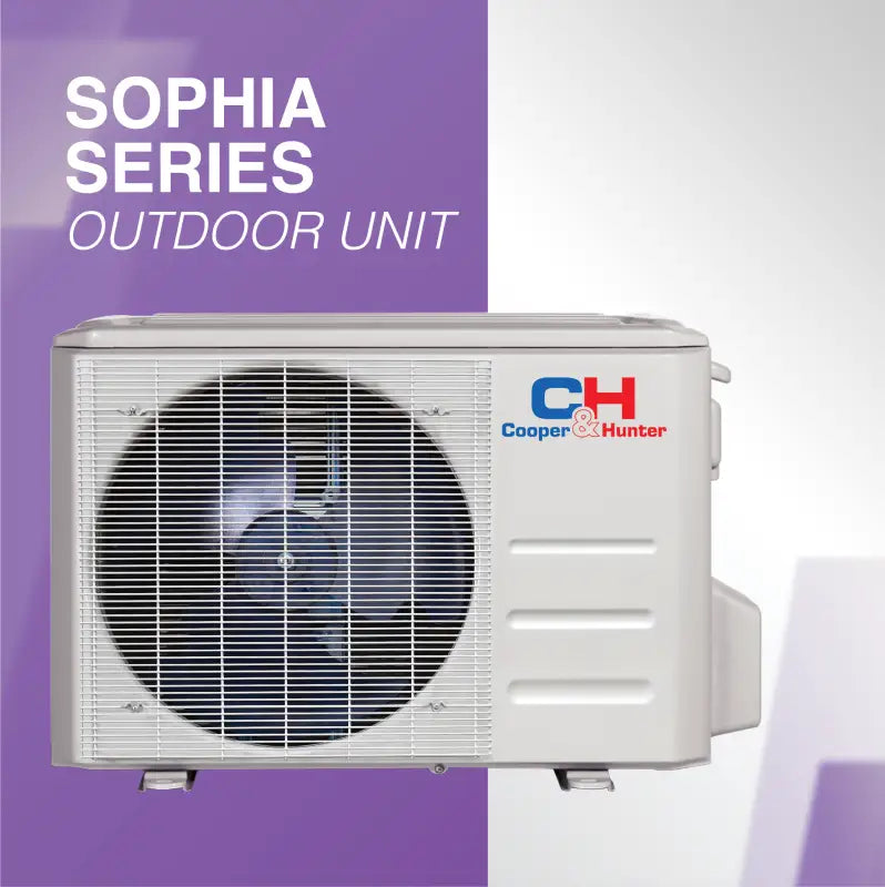 White outdoor air conditioning unit for Cooper & Hunter C&H Sophia Series Mini Split AC