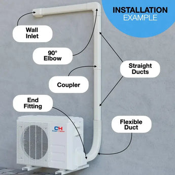 Cooper&Hunter 12FT insulated pre-flared PVC line set cover for ductless mini split AC