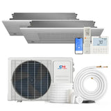 Cooper&Hunter 18,000 BTU 2-Zone One-Way Cassette Mini Split kit with R454B refrigerant, 230V, SEER2 25.1 — 2 indoor units, outdoor condenser and line-set