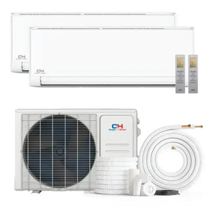 White mini-split air conditioner from Cooper & Hunter dual zone ductless multi zone system