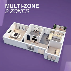 Modern apartment floor plan with Cooper & Hunter Olivia Midnight multi zone AC
