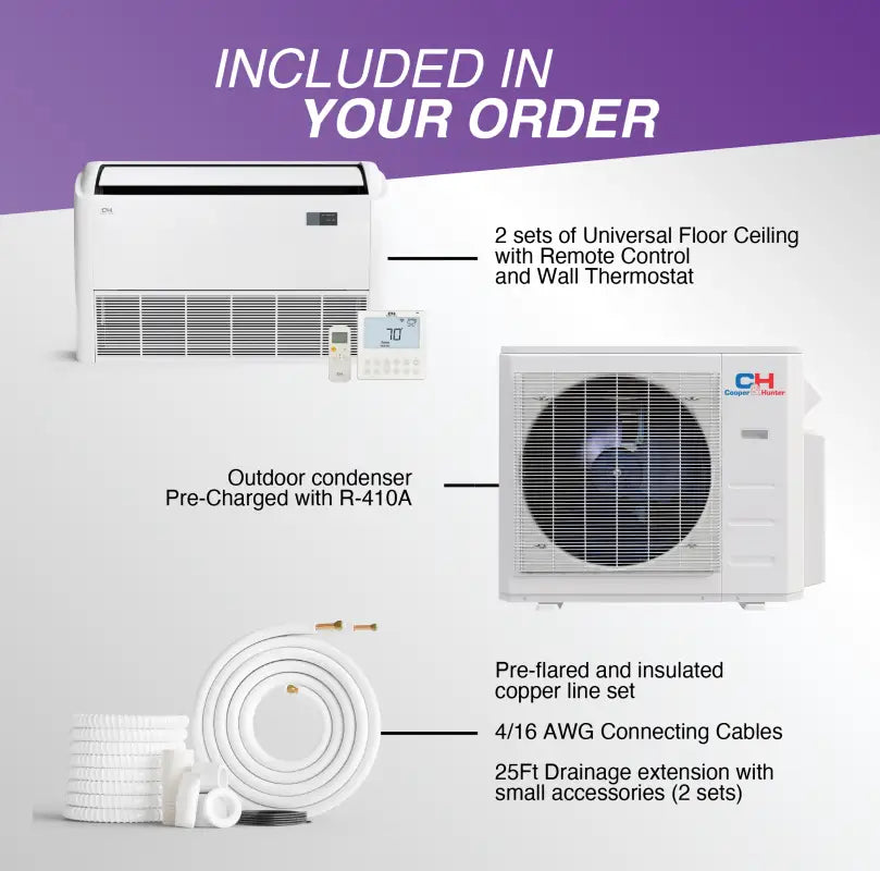 Air conditioning system components of Cooper & Hunter Sophia Series 2 Zone Ductless AC