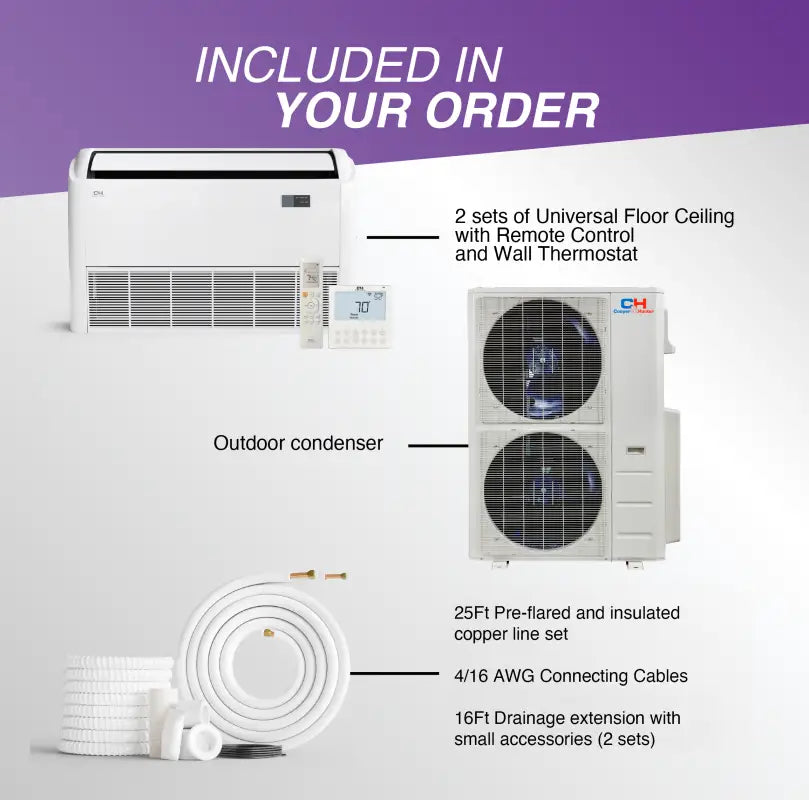 Cooper & Hunter Sophia Series multi zone ductless mini split AC package with indoor outdoor units