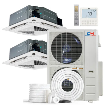 Cooper & Hunter 48000 BTU Ductless Mini Split Ceiling Cassette Air Conditioner with R454B refrigerant 230V SEER 23.4 Inverter