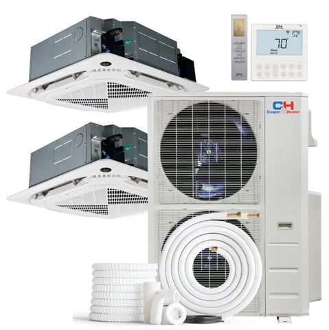 Multi-zone mini split AC with cooper & hunter dual zone ductless ceiling cassette