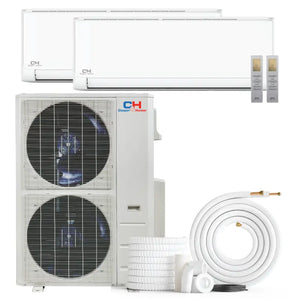 White Cooper & Hunter dual zone ductless mini-split AC for 25ft installation