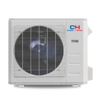 White outdoor air conditioning unit for Cooper & Hunter concealed duct mini split heat pump