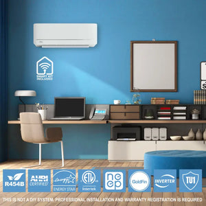 White wall-mounted ductless mini split AC with smart kit from Cooper & Hunter MIA NY Series