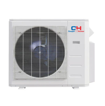 White Cooper & Hunter tri zone ductless ceiling cassette mini split AC unit