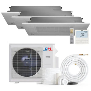 Image of 3 Zone OLIVIA Ductless Mini Split AC system with outdoor unit and indoor cassettes
