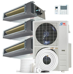 Multi-zone mini-split air conditioning system with concealed duct by Cooper & Hunter tri zone slim design