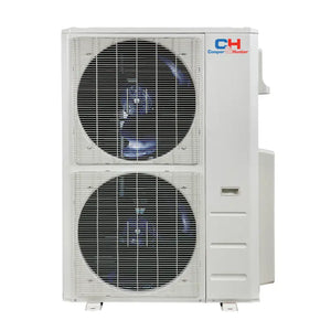 White dual-fan ductless mini split AC unit from Cooper & Hunter Tri Zone Multi series