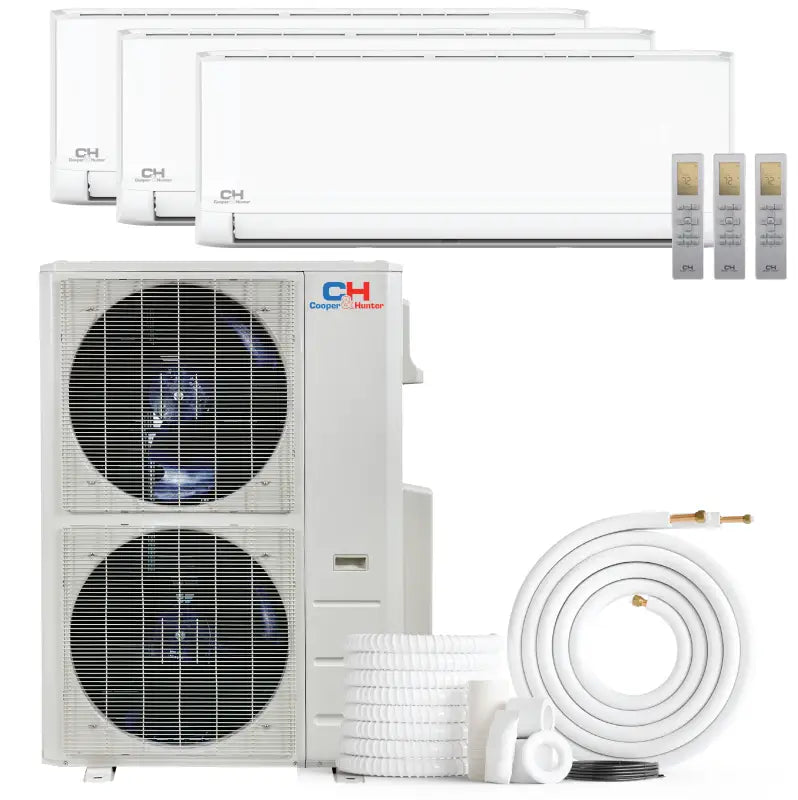 Multi-zone ductless mini split AC system by Cooper & Hunter, tri zone cooling setup
