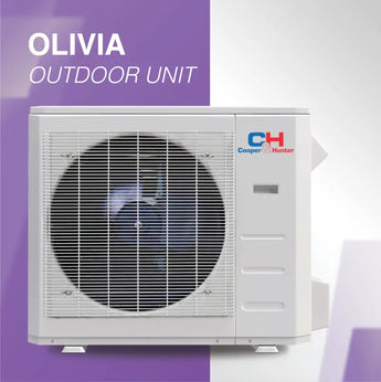 White Outdoor Unit Cooper & Hunter 30000 BTU Ductless Single Zone Mini Split Air Conditioner with R454B refrigerant 230V S...