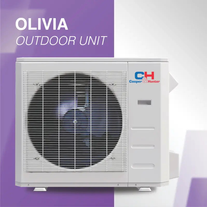 White outdoor air conditioning unit for Cooper & Hunter Sophia Series Ductless Mini Split
