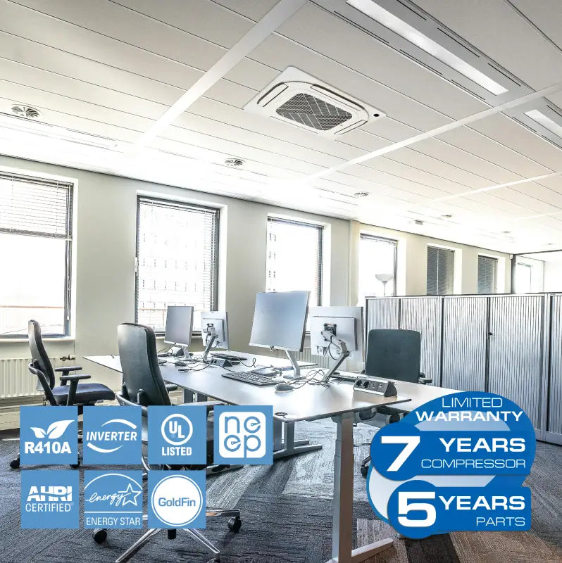 Ceiling cassette air conditioning unit from Cooper & Hunter Hyper Series Light Commercial range