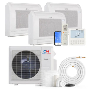 Cooper & Hunter 36,000 BTU 3-Zone 9k+9k+12k Mini Floor Console, 230V, R454B - Ductless Mini Split Air Conditioner Heat Pump