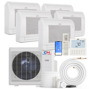 Cooper & Hunter 36,000 BTU 5-Zone 9k+9k+9k+9k+9k Mini Floor Console, 230V, R454B - Ductless Mini Split Air Conditioner Heat Pump