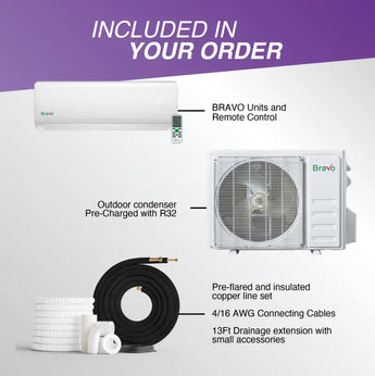Components Bravo 36000 BTU Ductless Single Zone Mini Split Air Conditioner with R32 refrigerant 230V SEER 17.0 Inverter - ...