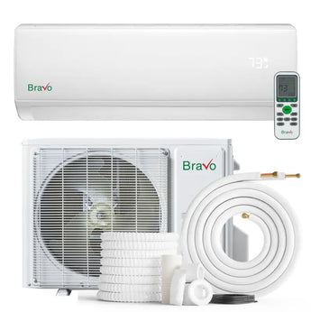 White Remote Control Bravo 36000 BTU Ductless Single Zone Mini Split Air Conditioner with R32 refrigerant 230V SEER 17.0 I...
