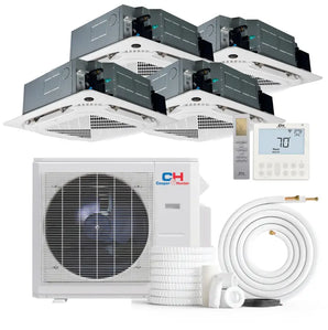 Air conditioning system with multiple ceiling cassette ductless units by Cooper & Hunter