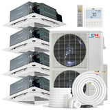 Cooper & Hunter 48000 BTU Ductless Mini Split Ceiling Cassette Air Conditioner with R454B refrigerant 230V SEER 23.4 Inverter