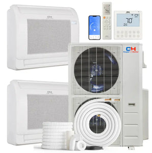 Cooper & Hunter 48,000 BTU 2-Zone 9k+16k Mini Floor Console, 230V, R454B - Ductless Mini Split Air Conditioner Heat Pump