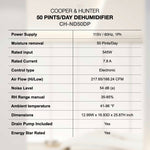 Cooper and Hunter 50 Pints Dehumidifier Specs