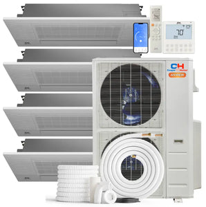 Cooper & Hunter Hyper 55,000 BTU 4-Zone 9K+9K+12K+12K One-Way Cassette, 230V, R454B - Ductless Mini Split Air Conditioner Heat Pump